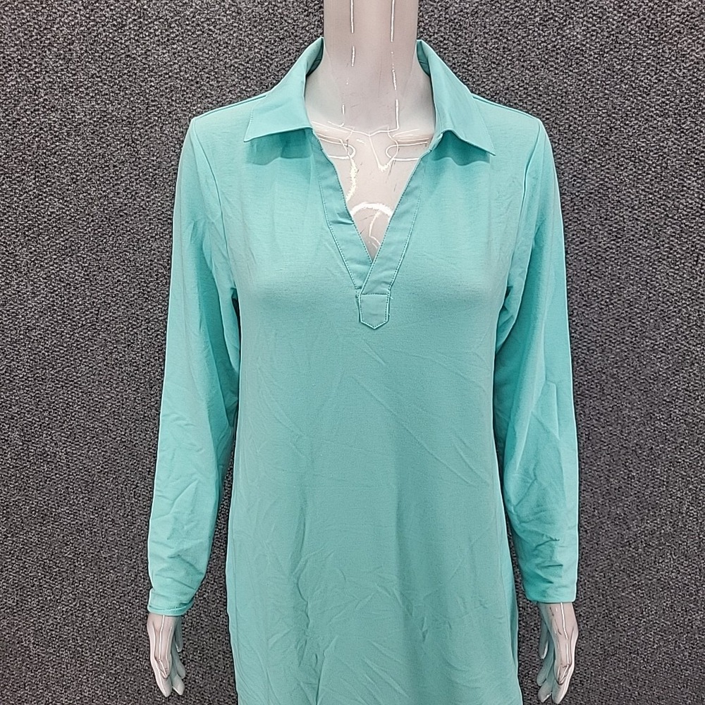 Candace Cameron Bure Blue Y-Neck Long Sleeve Dress Petite Small A544127 - Picture 4 of 9